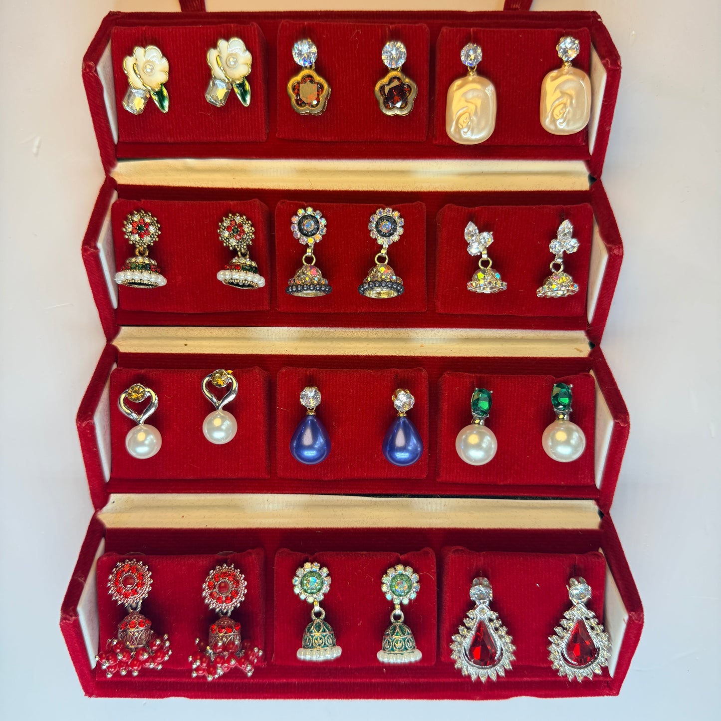 12 Pair Premium Earrings Combo Set | Studs, Drops & Jimuka Mix Collection for Women