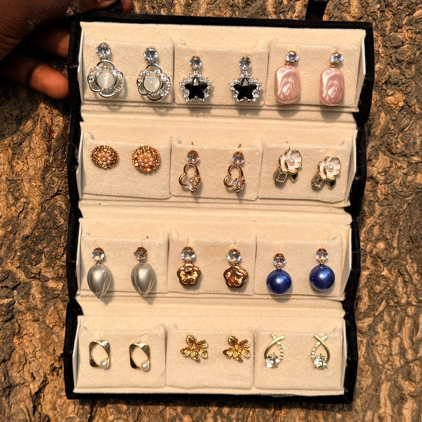 12 Pair Elegant Stud & Drop Earrings Combo Set | Pearl & Stone Designer Collection