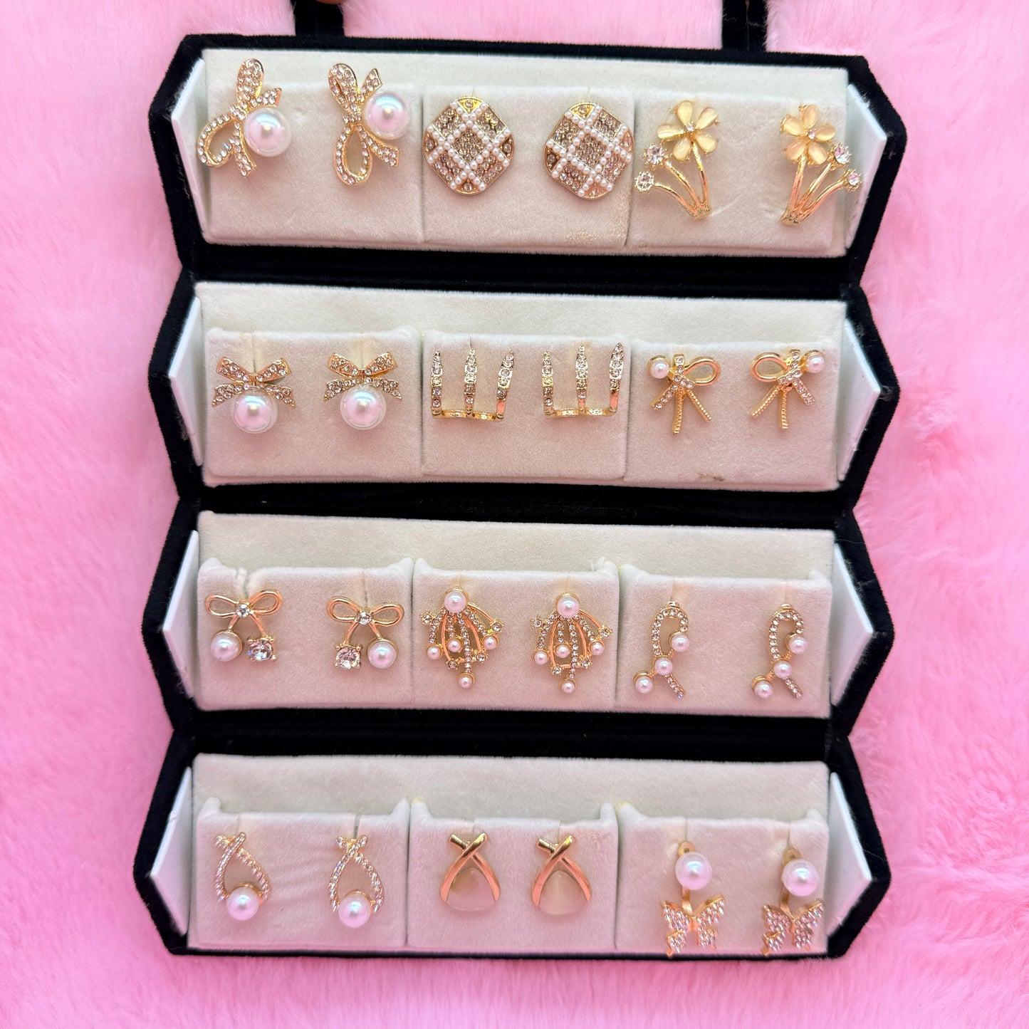 12 Pairs Korean Style Pearl Stud Earrings Combo Set for Women & Girls