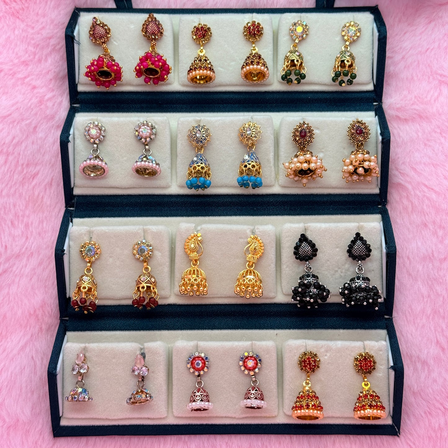 12 Pair Traditional Jhumka Earrings Combo Set for Women & Girls | Premium Ethnic Party Wear Earrings Collection