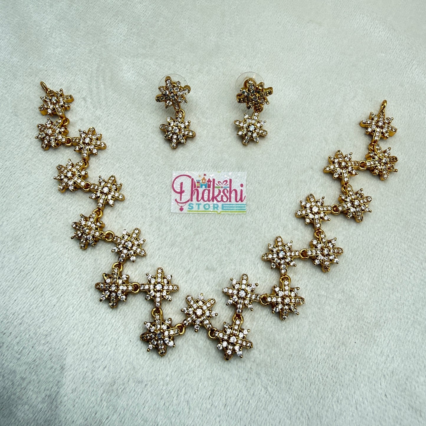 Star Crystal Designer Necklace Set – Gold Finish Party Wear Jewellery