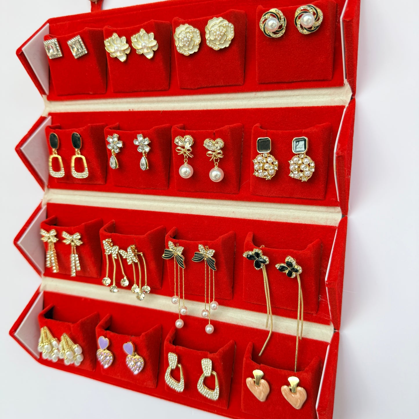 Premium Designer Earrings Combo Box – 16 Pairs Trendy Studs & Drops Collection
