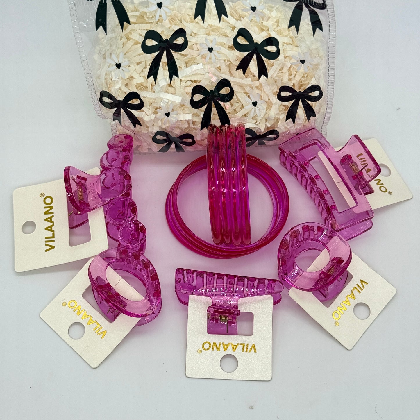 Premium Jelly Combo Set with Transparent Printed Gift Bag | 6mm Glass Bangles (8pcs) + 5 Designer Clutches