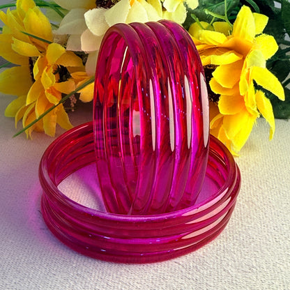 6mm Jelly Glass Bangles – Multicolor Transparent Set (8 Pieces) | Permanent Color Finish