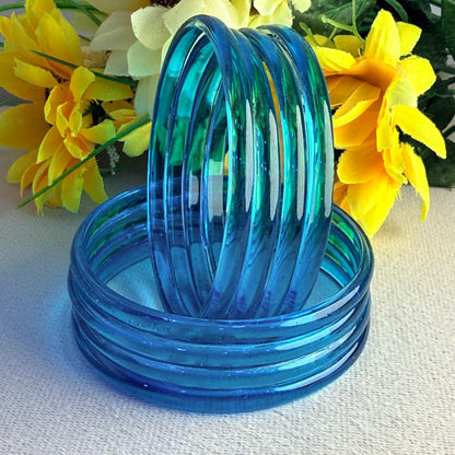 6mm Jelly Glass Bangles – Multicolor Transparent Set (8 Pieces) | Permanent Color Finish