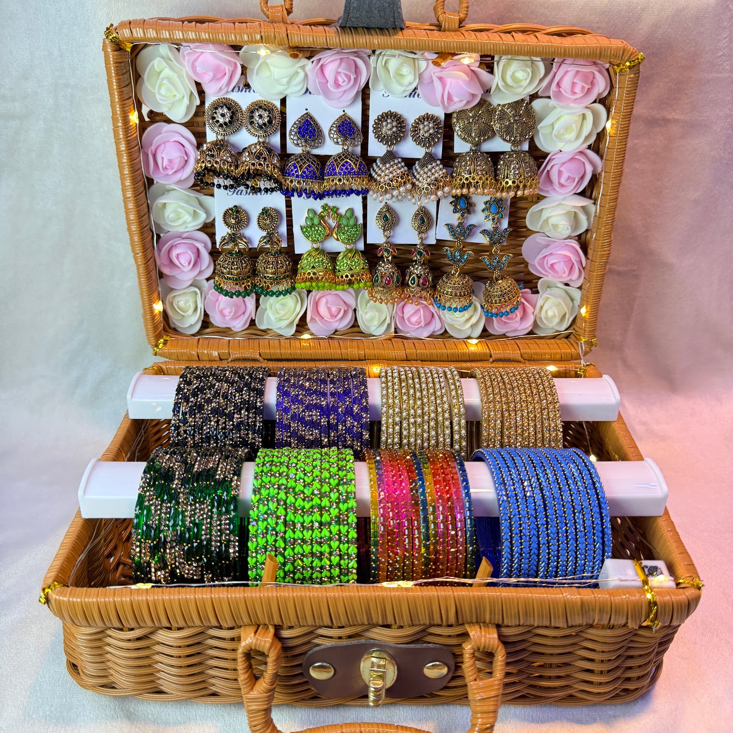 Premium Glass Bangle & Jhumka Combo Hamper Box | Fancy Jewellery Gift Set of 8