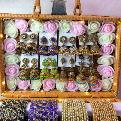 Premium Glass Bangle & Jhumka Combo Hamper Box | Fancy Jewellery Gift Set of 8