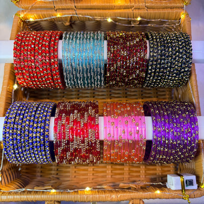 Trending Glass Bangle with Matching Jhumka Combo Set (Set of 8) | Premium Gift Box Jewellery