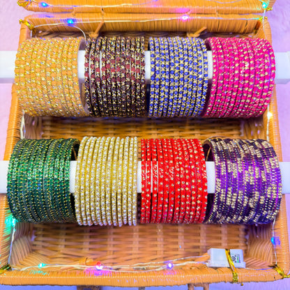Royal Color Glass Bangle & Designer Jhumka Combo Gift Box – 8 Color Premium Set with LED Basket