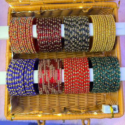 Luxury Bridal Glass Bangle & Premium Jhumka Combo Gift Box – 8 Color Set with Designer Earrings
