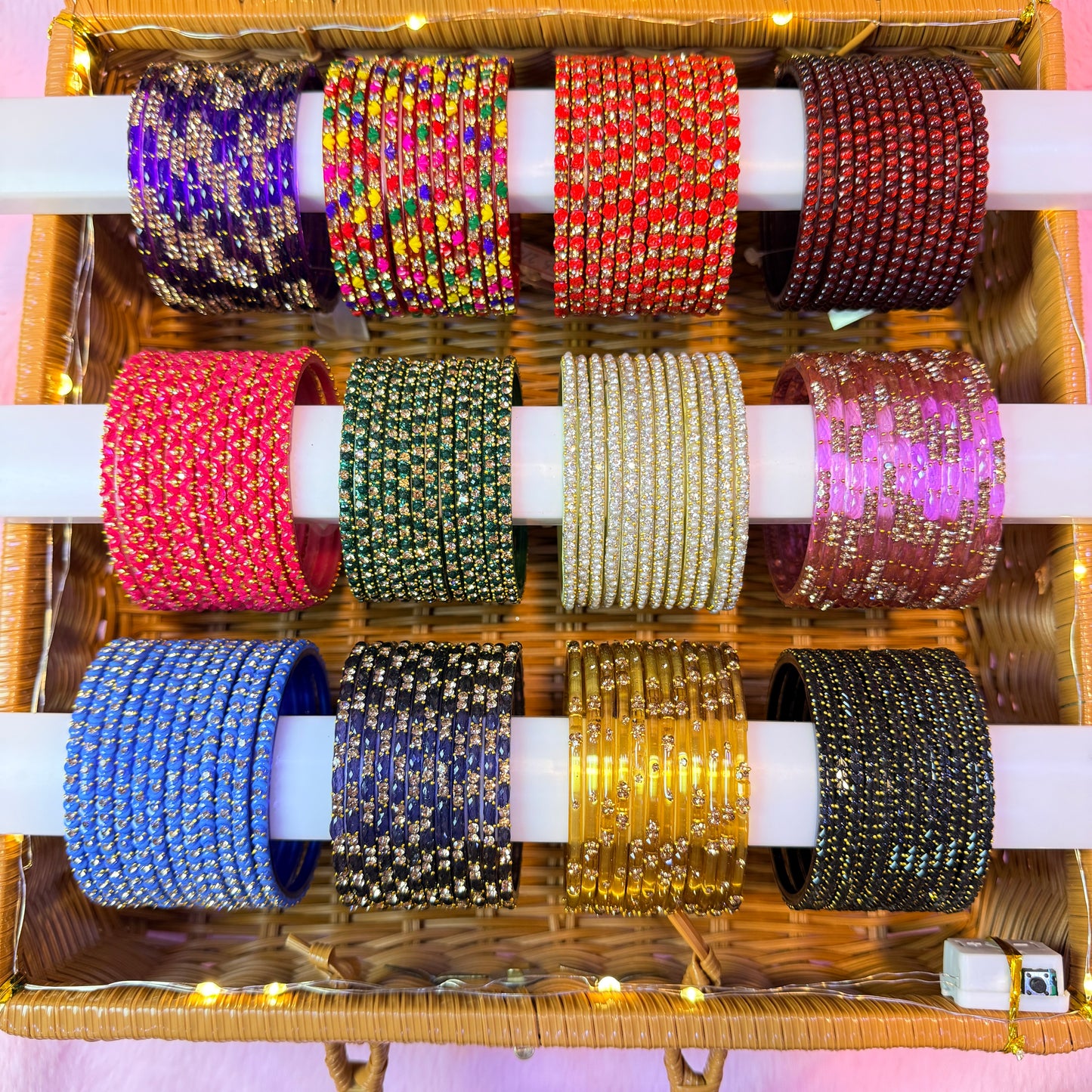 Premium Bridal Bangle & Jhumka Combo Gift Box Set – 12 Bangle Colors with Matching Earrings