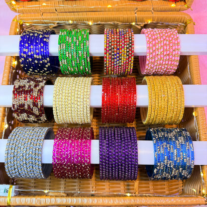 Trending Glass Bangle with Matching Earrings Combo Set (12 Sets Collection) – Premium Bridal & Festive Wear