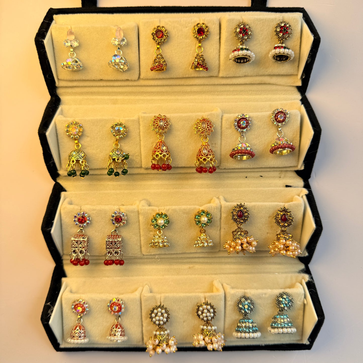 12 Pair Traditional Jimuka Earrings Combo Set for Women | Premium Stone & Pearl Collection