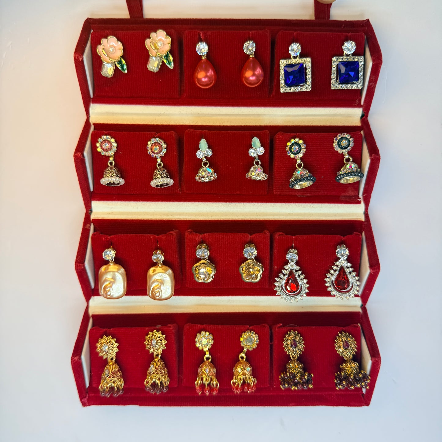 12 Pair Premium Earrings Combo Set | Studs, Drops & Jimuka Mix Collection for Women