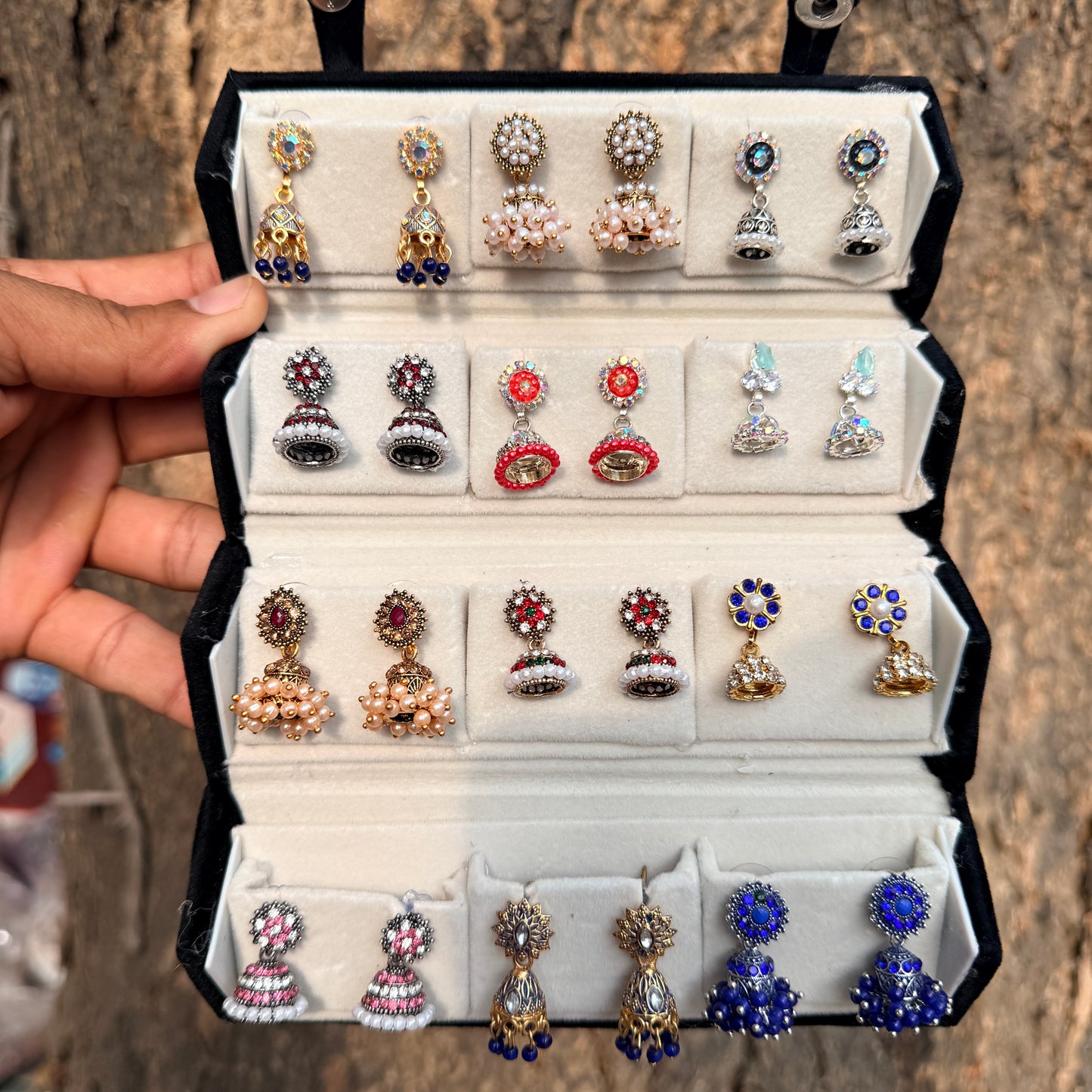 12 Pair Traditional Jimuka Earrings Combo Set for Women | Premium Stone & Pearl Collection