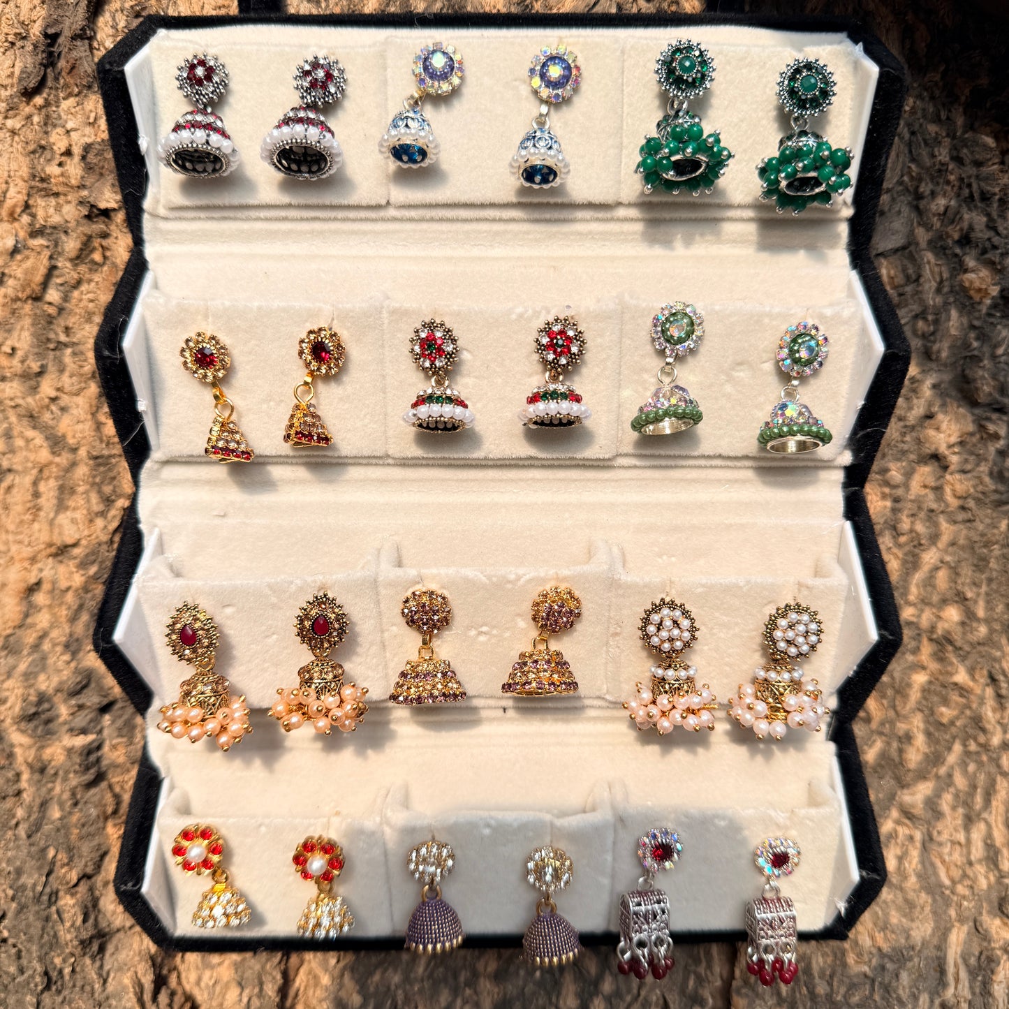 12 Pair Traditional Jimuka Earrings Combo Set for Women | Premium Stone & Pearl Collection