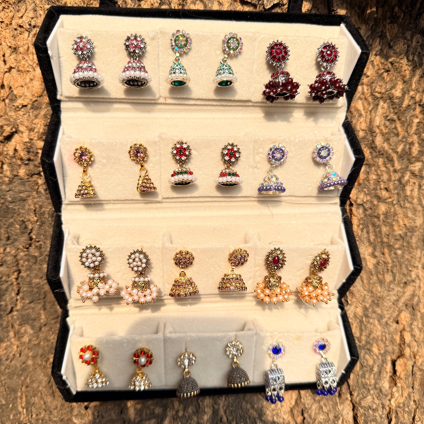 12 Pair Traditional Jimuka Earrings Combo Set for Women | Premium Stone & Pearl Collection
