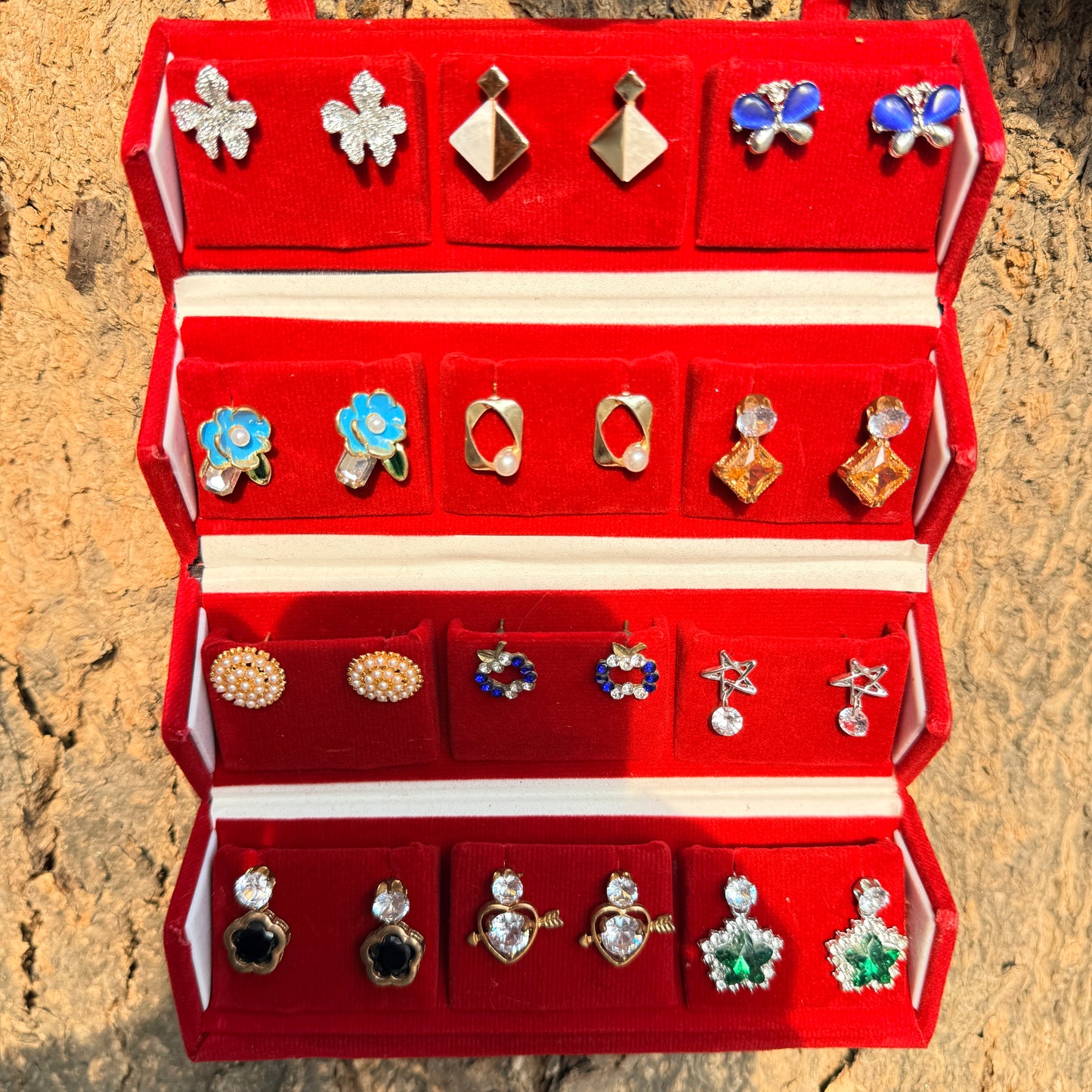 12 Pair Traditional Jimuka Earrings Combo Set for Women | Premium Stone & Pearl Collection