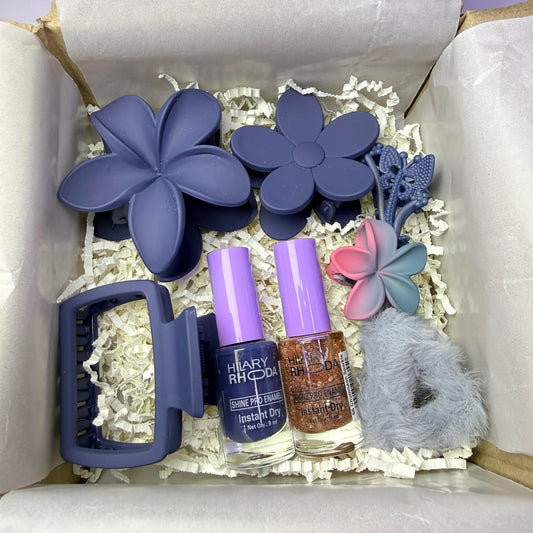 Premium Hair Clutch & Nail Polish Combo Gift Set | Trendy Floral Hair Accessories Collection