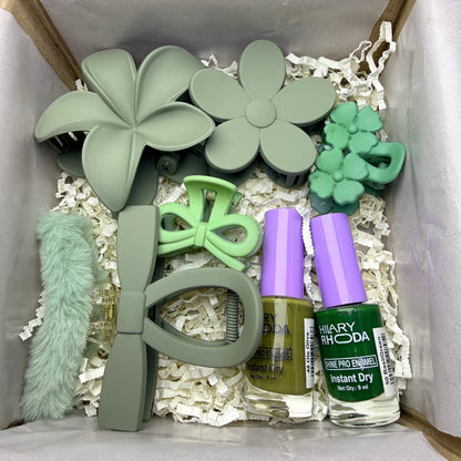 Premium Hair Clutch & Nail Polish Combo Gift Set | Trendy Floral Hair Accessories Collection