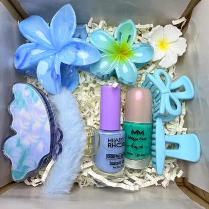 Premium Hair Clutch & Nail Polish Combo Gift Set | Trendy Floral Hair Accessories Collection