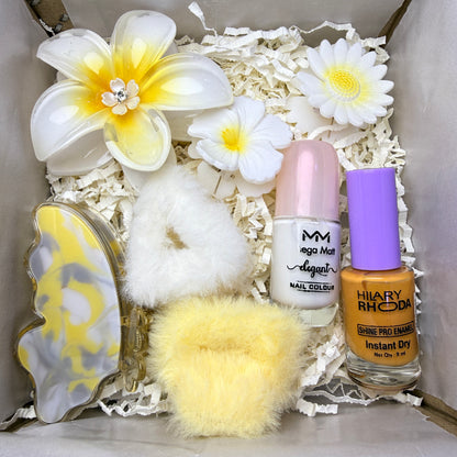 Premium Hair Clutch & Nail Polish Combo Gift Set | Trendy Floral Hair Accessories Collection