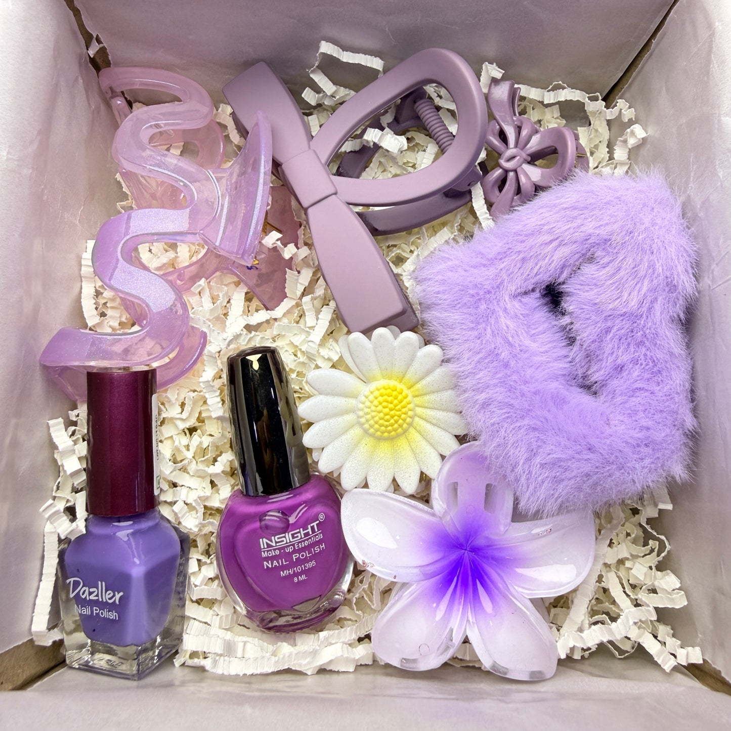 Premium Hair Clutch & Nail Polish Combo Gift Set | Trendy Floral Hair Accessories Collection
