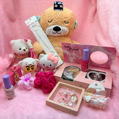 14-in-1 Trending Mini Suitcase Gift Combo Set with Breathing Teddy, Hello Kitty Light Toy & Fashion Accessories