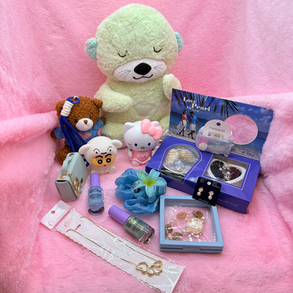 14-in-1 Trending Mini Suitcase Gift Combo Set with Breathing Teddy, Hello Kitty Light Toy & Fashion Accessories