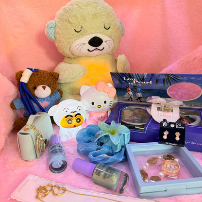 14-in-1 Trending Mini Suitcase Gift Combo Set with Breathing Teddy, Hello Kitty Light Toy & Fashion Accessories