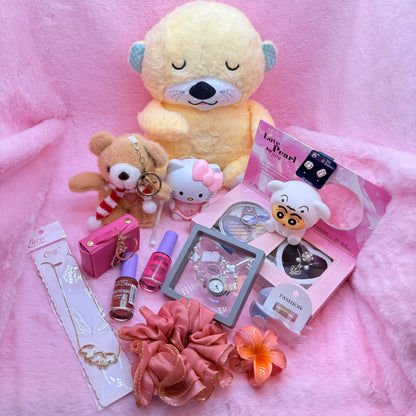 14-in-1 Trending Mini Suitcase Gift Combo Set with Breathing Teddy, Hello Kitty Light Toy & Fashion Accessories