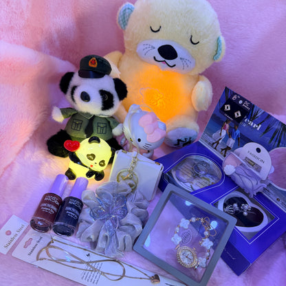14-in-1 Trending Mini Suitcase Gift Combo Set with Breathing Teddy, Hello Kitty Light Toy & Fashion Accessories