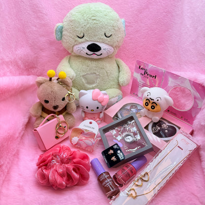 14-in-1 Trending Mini Suitcase Gift Combo Set with Breathing Teddy, Hello Kitty Light Toy & Fashion Accessories