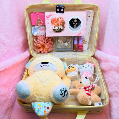 14-in-1 Trending Mini Suitcase Gift Combo Set with Breathing Teddy, Hello Kitty Light Toy & Fashion Accessories