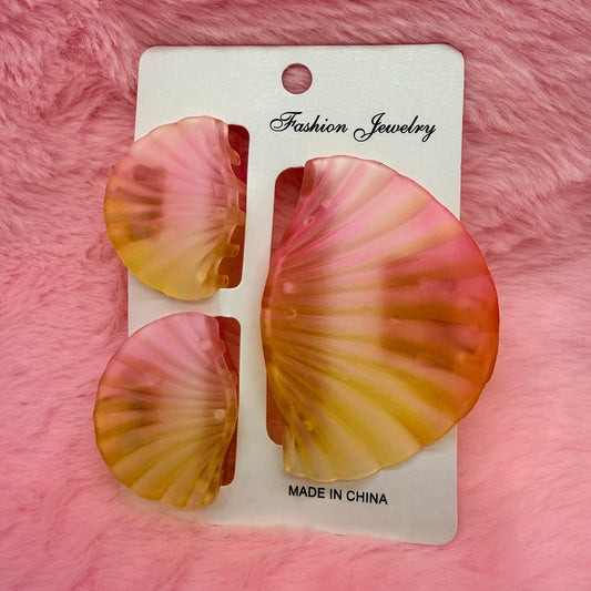 Trending Shell Shape Clutch Hair Clip Set for Women & Girls | Matte Transparent Pastel Claw Clips Combo
