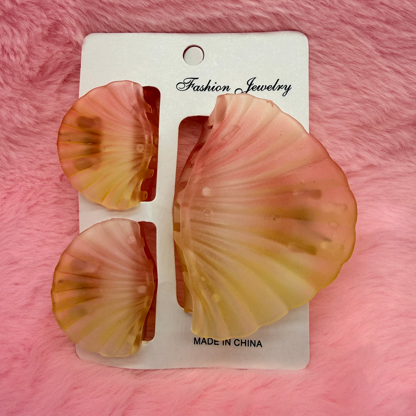 Trending Shell Shape Clutch Hair Clip Set for Women & Girls | Matte Transparent Pastel Claw Clips Combo