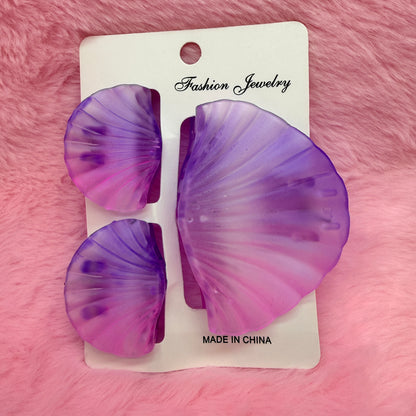 Trending Shell Shape Clutch Hair Clip Set for Women & Girls | Matte Transparent Pastel Claw Clips Combo