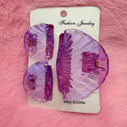 Trending Shell Shape Clutch Hair Clip Set for Women & Girls | Matte Transparent Pastel Claw Clips Combo