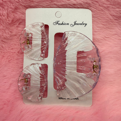 Trending Shell Shape Clutch Hair Clip Set for Women & Girls | Matte Transparent Pastel Claw Clips Combo