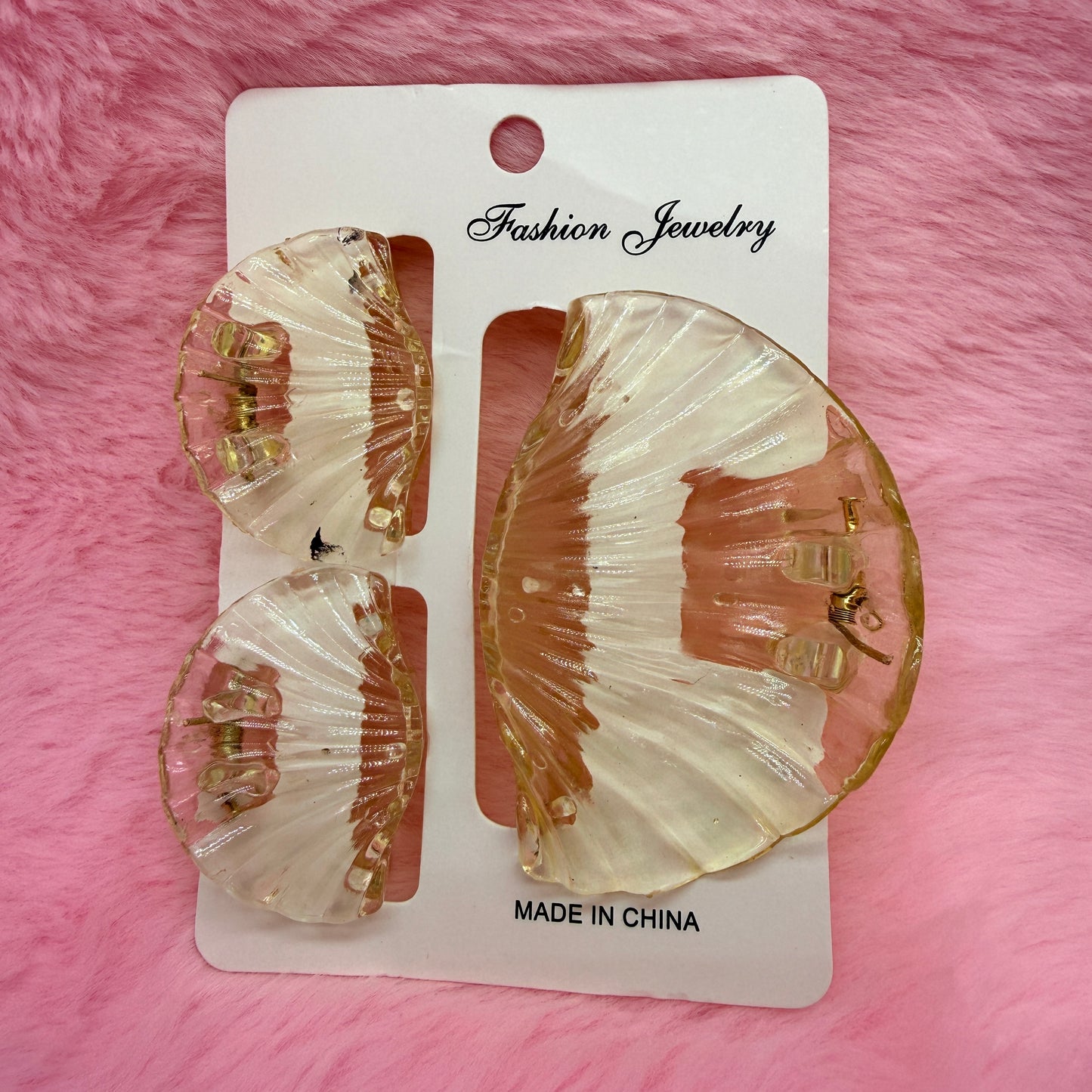 Trending Shell Shape Clutch Hair Clip Set for Women & Girls | Matte Transparent Pastel Claw Clips Combo
