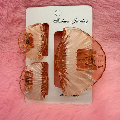 Trending Shell Shape Clutch Hair Clip Set for Women & Girls | Matte Transparent Pastel Claw Clips Combo