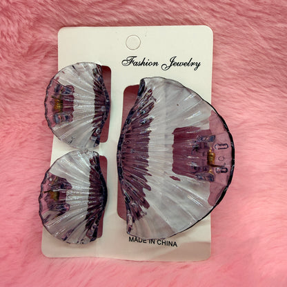 Trending Shell Shape Clutch Hair Clip Set for Women & Girls | Matte Transparent Pastel Claw Clips Combo