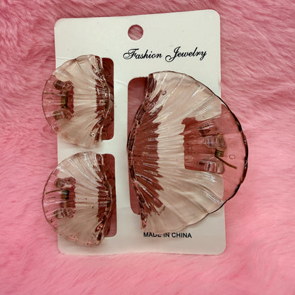 Trending Shell Shape Clutch Hair Clip Set for Women & Girls | Matte Transparent Pastel Claw Clips Combo