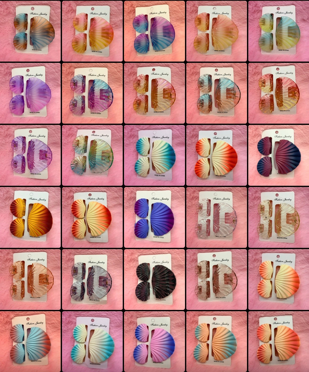 Trending Shell Shape Clutch Hair Clip Set for Women & Girls | Matte Transparent Pastel Claw Clips Combo