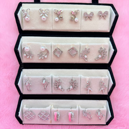 12 Pairs Korean Style Pearl Stud Earrings Combo Set for Women & Girls
