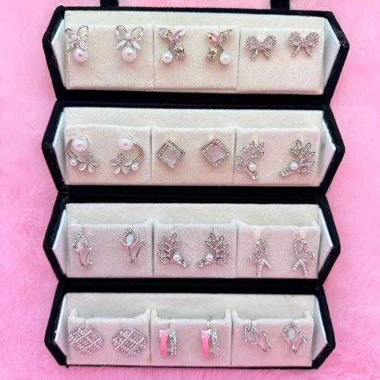 12 Pairs Korean Style Pearl Stud Earrings Combo Set for Women & Girls