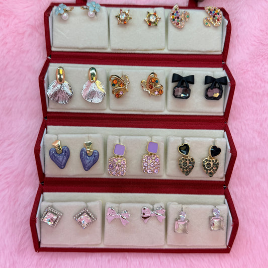 12 Pair Trendy Korean Style Stud Earrings Combo Set for Women & Girls | Cute Heart, Butterfly & Crystal Earrings Collection