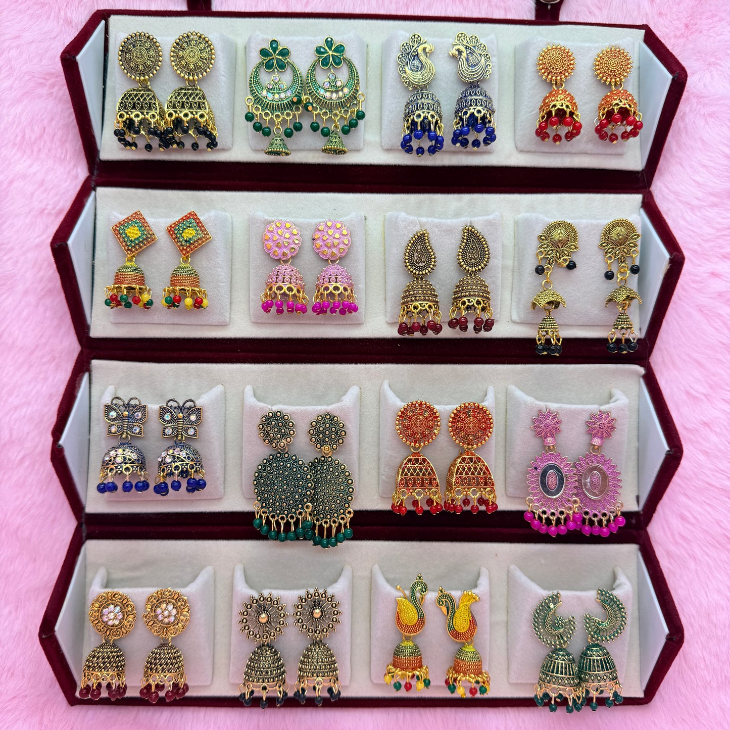 16 Set Premium Antique Jhumka Earrings Combo Box for Women & Girls | Trendy Traditional Earrings Collection