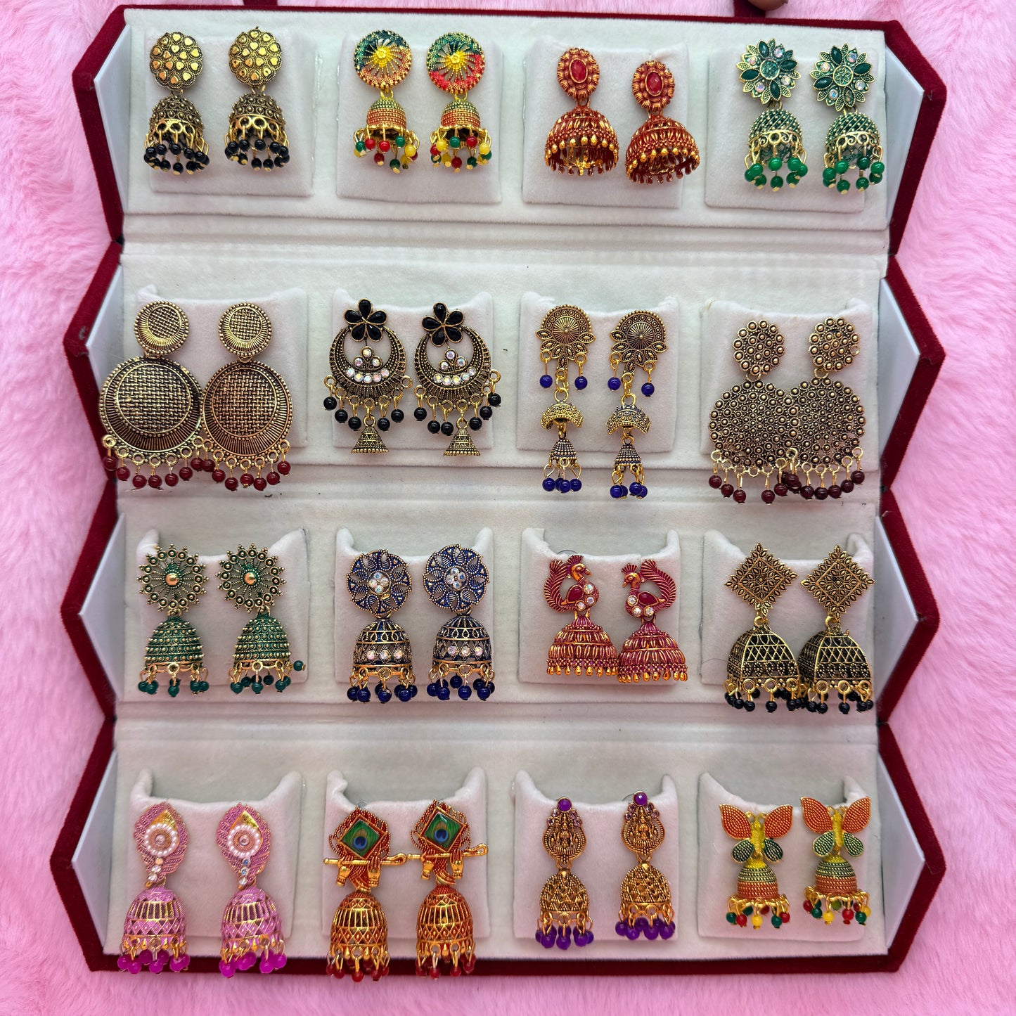 16 Set Premium Antique Jhumka Earrings Combo Box for Women & Girls | Trendy Traditional Earrings Collection