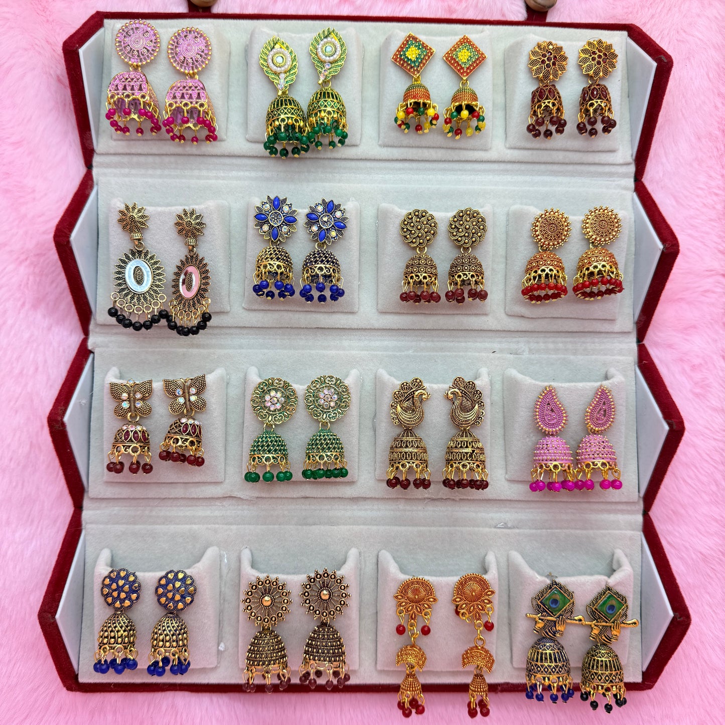 16 Set Premium Antique Jhumka Earrings Combo Box for Women & Girls | Trendy Traditional Earrings Collection